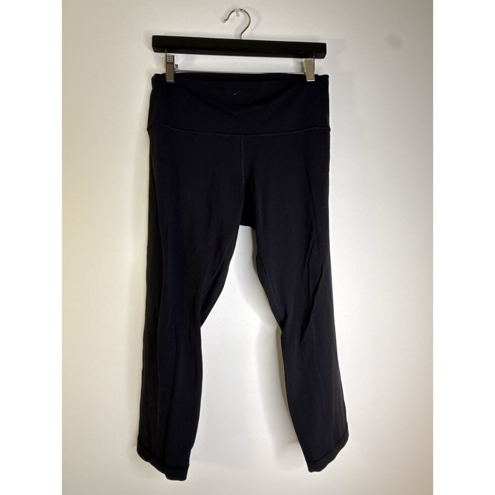 Lululemon Black Cropped Leggings Size 10 High Rise Yoga Pants Athleisure
